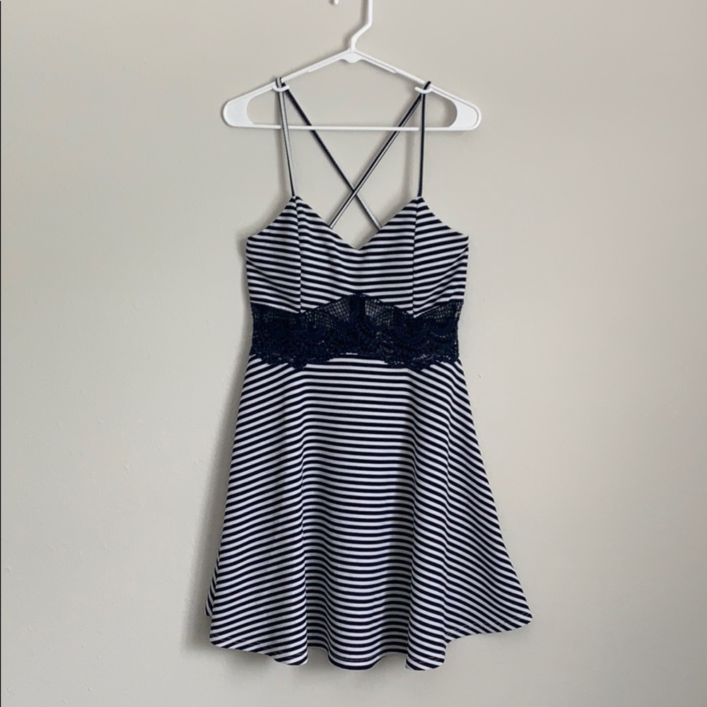 Striped, Crisscross backed summer dress